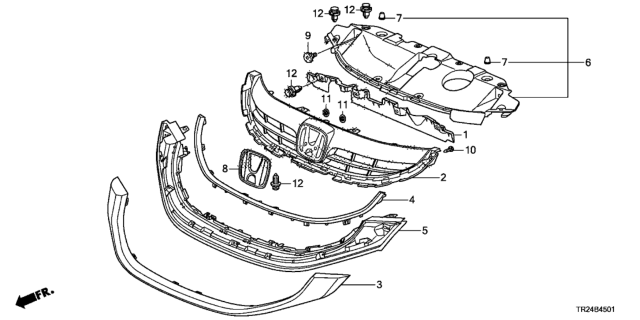 2014 Honda Civic Cover, FR. Grille Diagram for 71125-TT1-A00