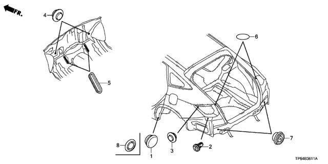 2013 Honda Crosstour 5 Door EXL (4 CYLINDER) KA 5AT Grommet (Rear) Diagram
