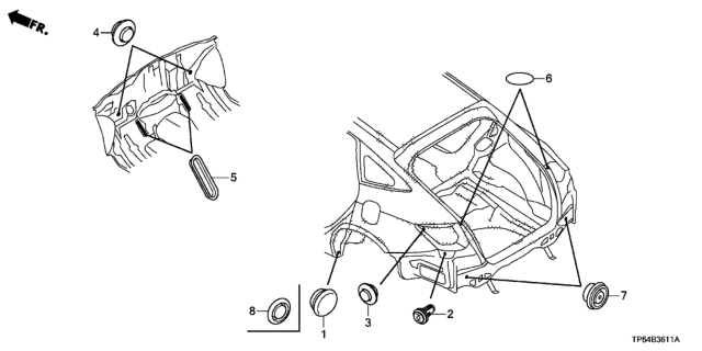 2010 Honda Crosstour Grommet (Rear) Diagram