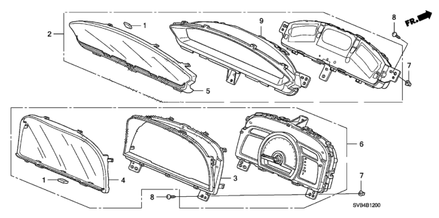 2010 Honda Civic Meter Assembly, Combination Diagram for 78200-SVA-A34