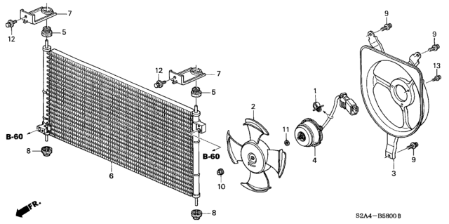 2007 Honda S2000 Bracket, Condenser (Upper) Diagram for 80111-S2A-000