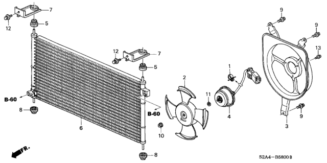 2000 Honda S2000 A/C Condenser Diagram