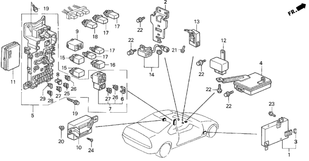 1994 Honda Prelude Relay Assembly, Power (4P) (056700-8250) (Denso) Diagram for 39794-SG0-003