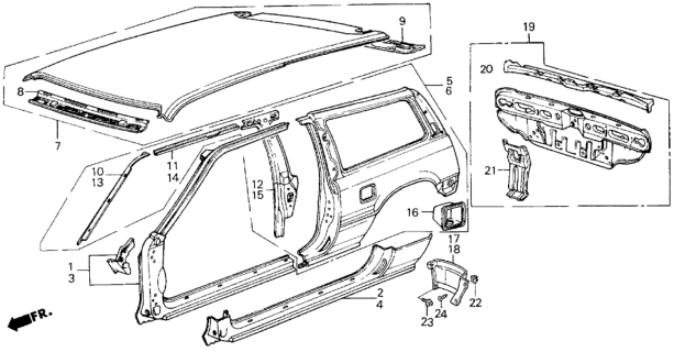 1987 Honda Civic Outer Panel Diagram