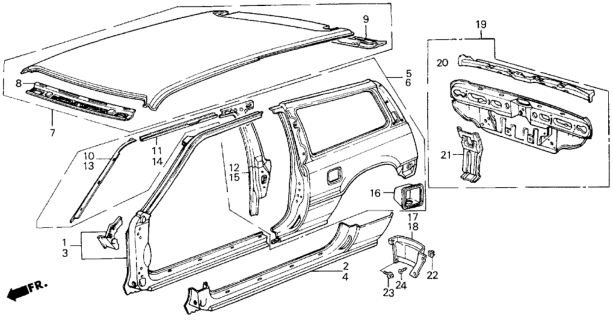 1987 Honda Civic Stiffener, RR. Panel (Upper) Diagram for 80312-SB3-660ZZ