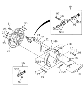 1994 Honda Passport 4 Door DX (4X2 4 CYLINDER) KA 5MT Rear Brake (Drum) Diagram