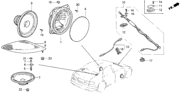 1995 Honda Civic Speaker Assembly (16Cm Dual) (Pioneer) Diagram for 39120-S0A-013