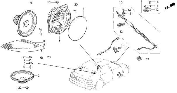 1995 Honda Civic Washer, Waterproof Diagram for 90502-SA0-003