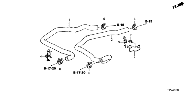 2017 Honda Accord 4 Door EX KA CVT Water Hose (L4) Diagram