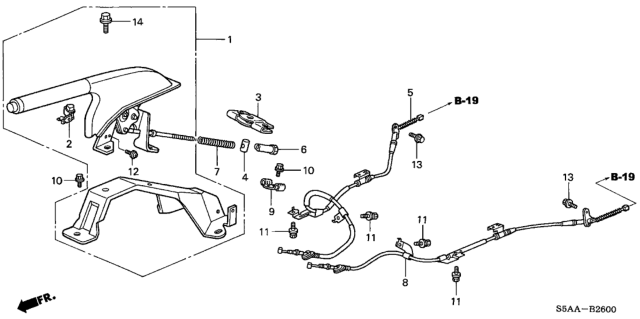 2004 Honda Civic 4 Door DX (SIDE SRS) KA 4AT Parking Brake Diagram 1