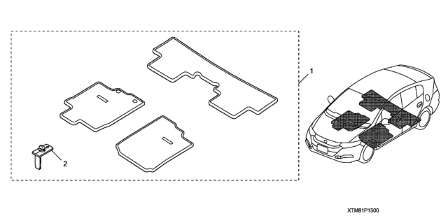 2014 Honda Insight 5 Door EX KA CVT Carpet Floor Mats Diagram