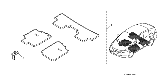 2012 Honda Insight Carpet Floor Mats Diagram