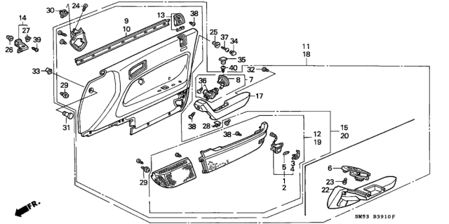 1993 Honda Accord Base, L. *B44L* (PALMY BLUE) Diagram for 83583-SM4-A81ZA