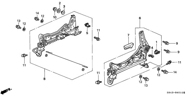 1999 Honda Accord Front Seat Components (Driver Side) (Manual Seat) Diagram