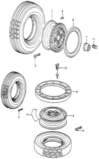 1983 Honda Accord 3 Door LX KH HMT Wheel - Tire Diagram