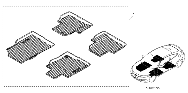 2017 Honda Civic All Season Floor Mats (High Wall - Black) Diagram