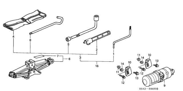 2003 Honda CR-V Tools - Jack Diagram