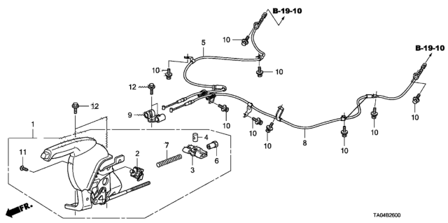 2008 Honda Accord Wire, Driver Side Parking Brake Diagram for 47560-TA0-A01