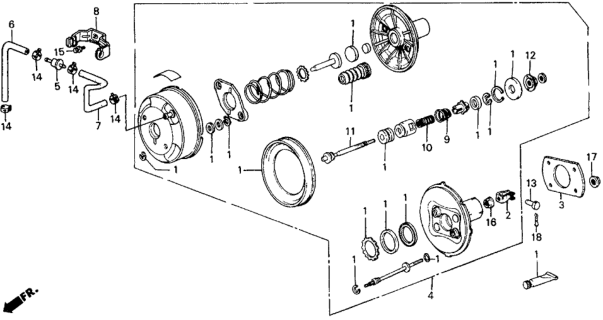 1990 Honda Civic Stay, Master Power Tube Diagram for 46406-SH3-J02