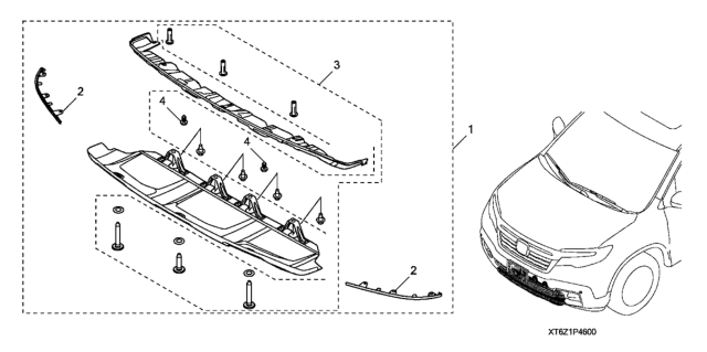 2020 Honda Ridgeline Front Skid Plate Garnish Diagram