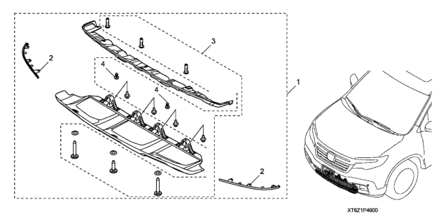 2018 Honda Ridgeline Air Dam Kit Diagram for 08P46-T6Z-100R2