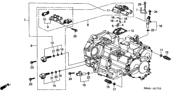 2002 Honda Accord 4 Door LX (V6) KA 4AT AT Sensor - Solenoid (V6) Diagram