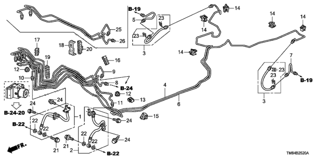 2012 Honda Insight Hose Set, Rear Brake Diagram for 01466-TM8-A01