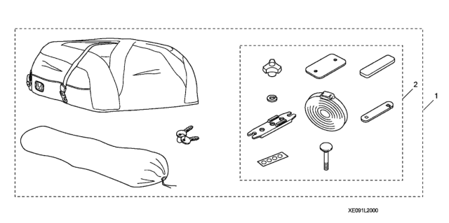 2014 Honda Pilot Roof Bag Diagram