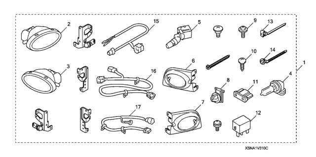 2008 Honda Civic 4 Door SI (SUMMER TIRE) KA 6MT Foglight Kit Diagram