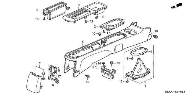 2004 Honda Civic 4 Door DX (SIDE SRS) KA 4AT Console Diagram