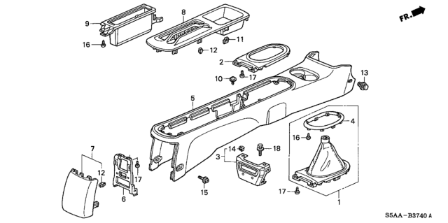 2004 Honda Civic Console, Center *YR239L* (KI IVORY) Diagram for 83401-S5A-003ZD