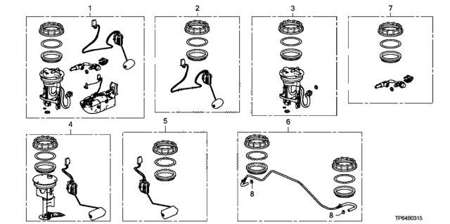 2012 Honda Crosstour Fuel Tank Set (Short Parts) Diagram