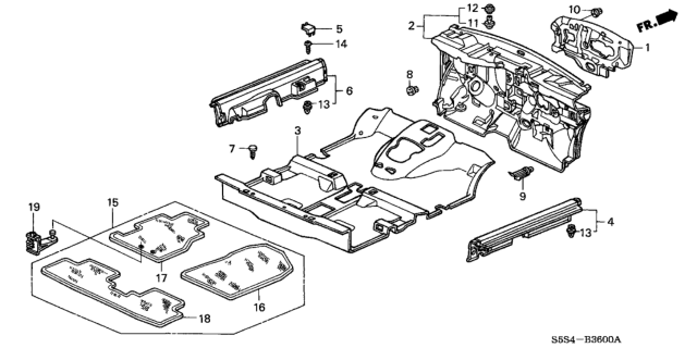 2004 Honda Civic Carpet, Floor *NH167L* (GRAPHITE BLACK) Diagram for 83301-S5T-A00ZA