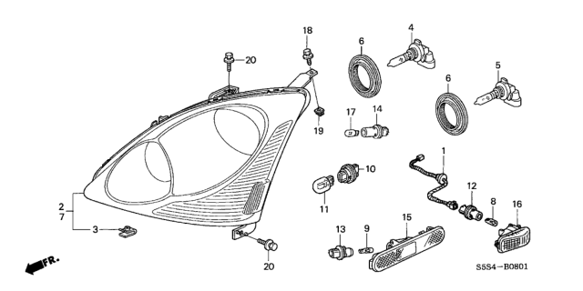 2004 Honda Civic Cover, Rubber Diagram for 33126-S6A-J61