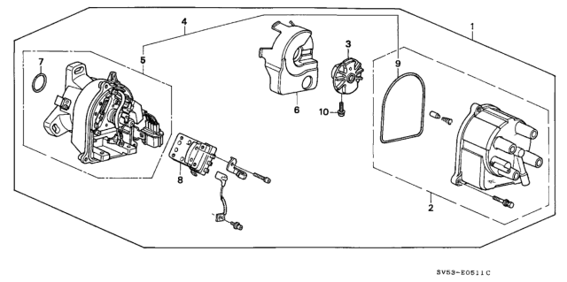 1995 Honda Accord Distributor (TEC) Diagram