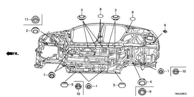 2020 Honda Civic Plug, Tie Down Diagram for 90852-TVA-A01