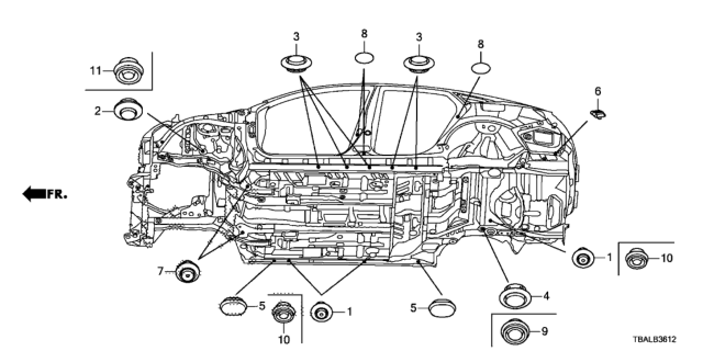 2020 Honda Civic Grommet (Lower) Diagram