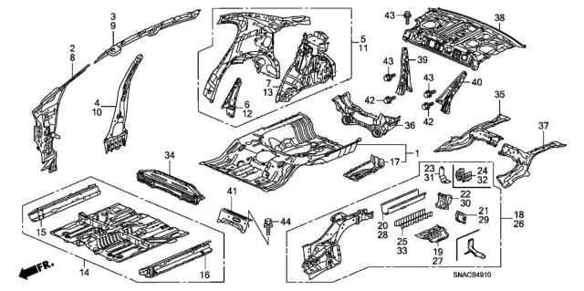 2011 Honda Civic Frame B, R. RR. Diagram for 65617-SNA-A01ZZ