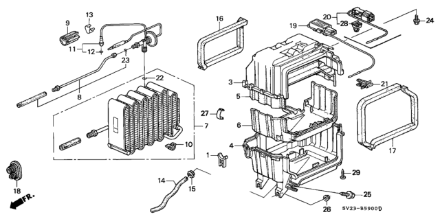 1997 Honda Accord A/C Cooling Unit Diagram