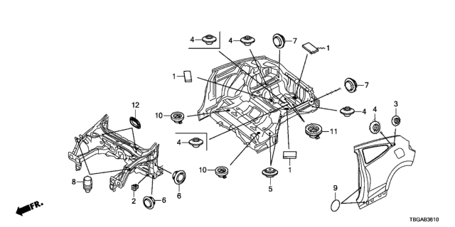 2020 Honda Civic Grommet (Front) Diagram