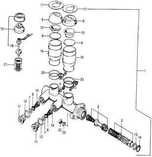1975 Honda Civic Master Cylinder Assembly Diagram for 46100-634-672