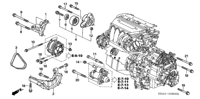 2004 Honda Accord Engine Mounting Bracket (L4) Diagram