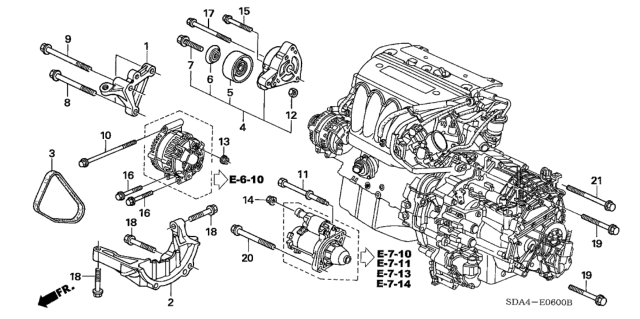 2003 Honda Accord Belt, Altenator Diagram for 31110-RAA-A03