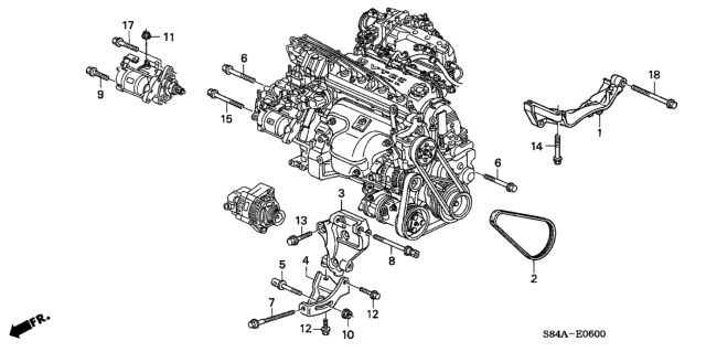 2002 Honda Accord Alternator Bracket Diagram