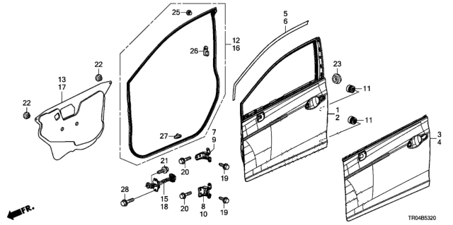 2012 Honda Civic 4 Door EX-L KA 5AT Front Door Panels Diagram
