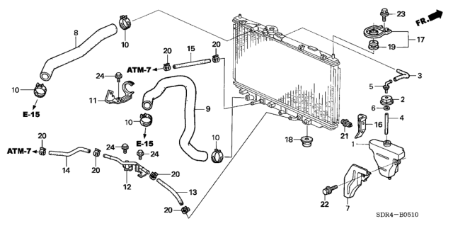 2005 Honda Accord Hybrid Bracket, Radiator Mount (Upper) Diagram for 74171-S84-A00