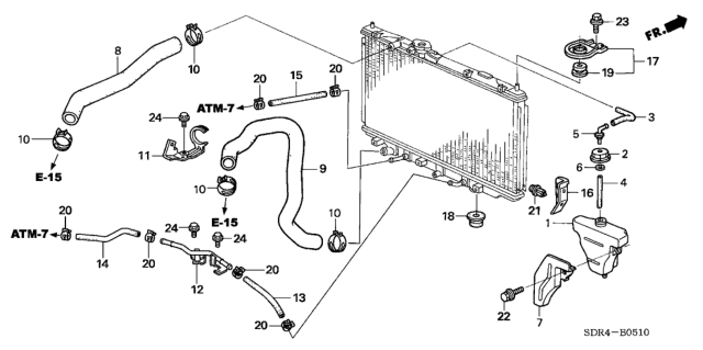 2005 Honda Accord Hybrid Protector, Reserve Tank Diagram for 19109-RCA-A01