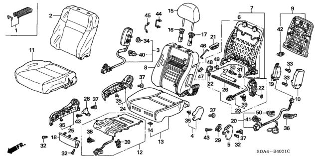 2004 Honda Accord Frame, R. FR. Seat-Back (TS Tech) Diagram for 81126-SDA-L01