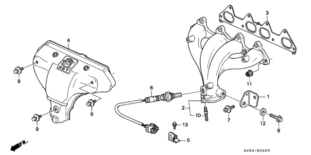 1994 Honda Accord 5 Door LX (ABS) KA 5MT Exhaust Manifold Diagram
