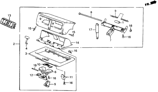 1985 Honda Civic Garnish, Hop Up *YR82L* (ARK TAN) Diagram for 64472-SB6-003ZD